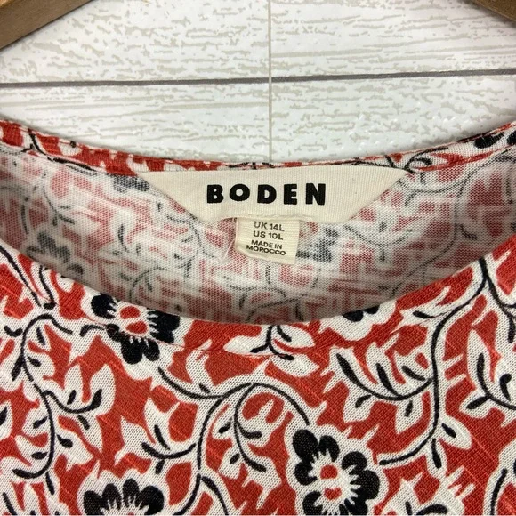 BODEN Knot Front Jersey Dress 10L 10 Long Floral Short Sleeve Knit Classic Easy - Picture 3 of 6